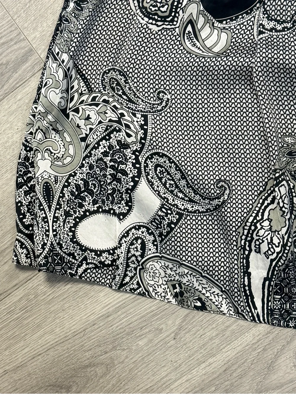 100% Silk OC by OC Paisley Print Summer Dress - Black & White